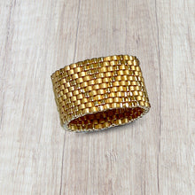 Load image into Gallery viewer, Via Nona Malibu woven ring in matte and shiny gold vee designs