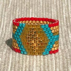 Gold, Turquoise, Honey and Red Brackets and Stripes
