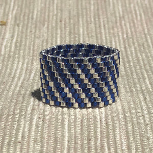 Sapphire and Sterling Slanted Stripes