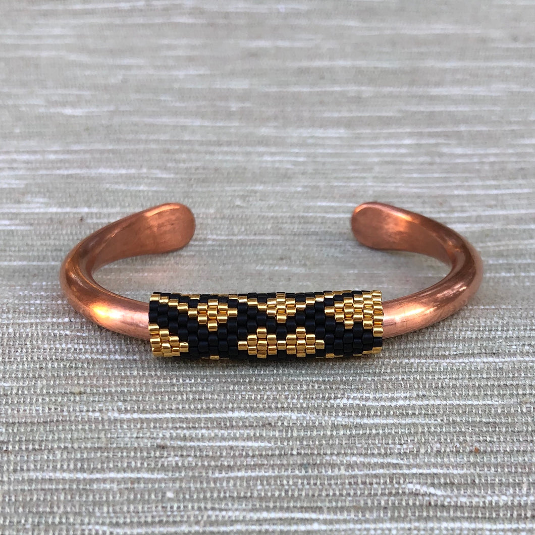 Ebony and Gold on Copper Cuff