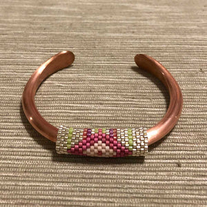 Silver and Pink on Copper Cuff