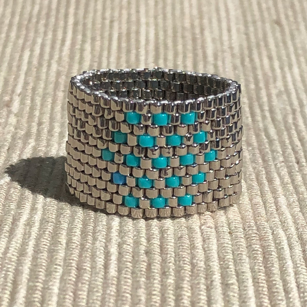 Silver with Turquoise Dots